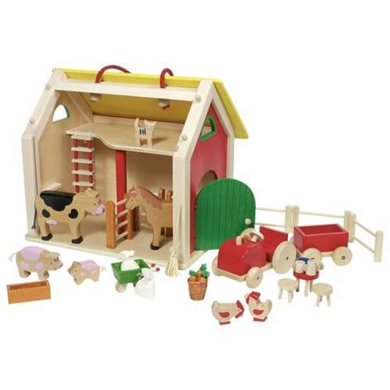 Drewniany Domek dla lalek - Na Farmie.
