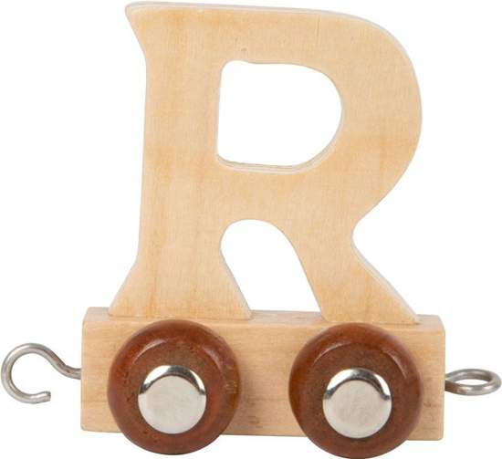 Wagonik z literką r - literka element z układanki alfabet pociąg small foot design - drewniana zabawka edukacyjna dla 3 latka