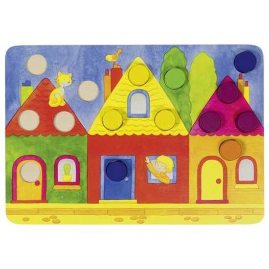 Zabawki drewniane  Gry planszowe dla dzieci - kolorowe kostki, pomoce Montessori 