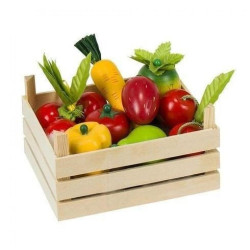 Warzywa do zabawy  Zabawa w sklep - kosz z warzywami - 10 elementów goki - drewniana zabawka, zabawa w sklep, zabawka dla 3 lat