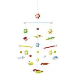 Karuzela do łóżeczka  dla dzieci, wiosenna łąka goki - drewniana zabawka wisząca, zabawka dla rocznego dziecka