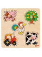  Zabawki drewniane  Puzzle z uchwytami, życie na farmie goki - drewniane puzzle do układania, zabawka dla rocznego dziecka