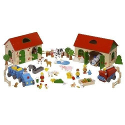 Zabawka drewniana Klocki drewniane dla dzieci, drewniana farma goki - drewniane klocki do układania, zabawka dla 3 latka