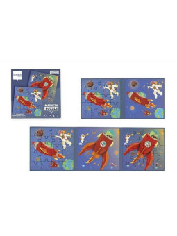 Scratch, Puzzle magnetyczne - książka podróżna Rakieta i kosmos 2 obrazki 40 elem.