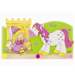 Wieszak na ubrania  dla dzieci, księżniczka z jednorożcem goki - drewniany wieszak, wieszak dla dzieci