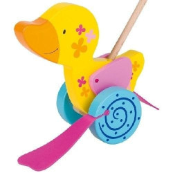 Zabawka drewniana Kaczka - zabawka do pchania dla dzieci goki - drewniana zabawka do pchania, zabawka dla rocznego dziecka