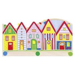 Wieszak  na ubrania  dla dzieci  - małe miasteczko goki - drewniany wieszak, wieszak dla dzieci