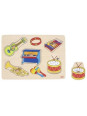 Zabawka drewniana  Puzzle z uchwytami, dźwiękami instrumenty muzyczne goki - drewniane puzzle dźwiękowe, zabawka dla roczneg