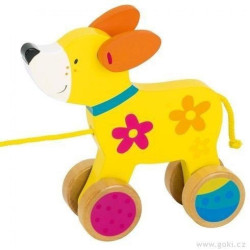 Piesek do ciągnięcia susibelle zabawki dla dzieci goki - drewniana zabawka do ciągnięcia, zabawka dla rocznego dziecka