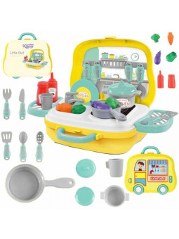 WOOPIE Przenośny Zestaw Małego Kucharza 2w1 Kuchnia w Walizce 18 akc