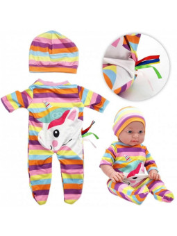 WOOPIE Ubranko dla Lalki Zestaw Pajacyk Body Jednorożec Czapeczka 43-46 cm