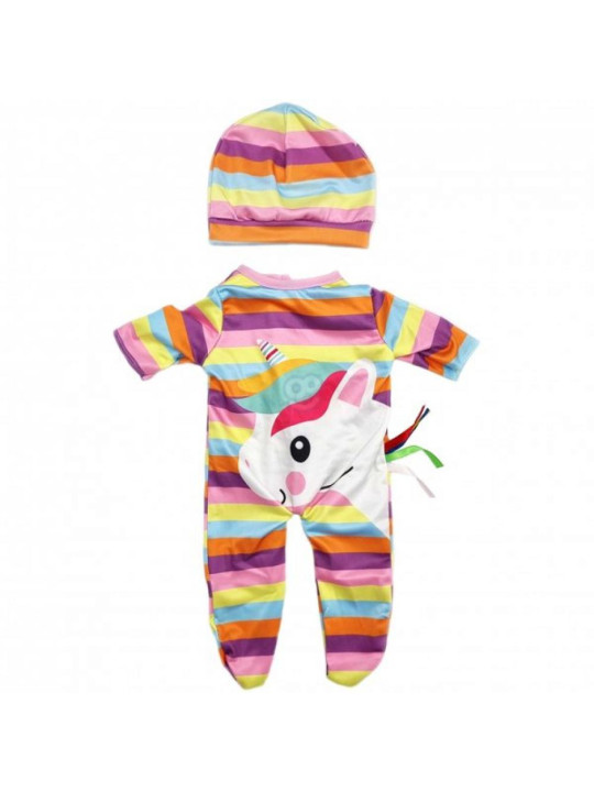 WOOPIE Ubranko dla Lalki Zestaw Pajacyk Body Jednorożec Czapeczka 43-46 cm