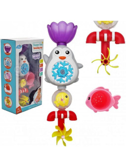 WOOPIE Pingwin Zabawka Wodna do Kąpieli Rybka Kołowrotek + Kubeczek Przelewowy