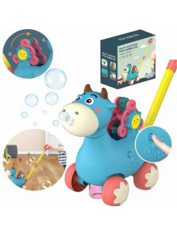 WOOPIE Pchacz Krówka do Pchania z Dźwiękiem i Bańkami Mydlanymi Niebieska