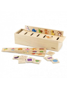 VIGA Drewniany Edukacyjny Sorter Gra Zwierzątka Owoce Warzywa Montessori