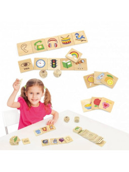 VIGA Gra Edukacyjna Układanka Ucząca Sortuj Zmysły 37 el. Montessori