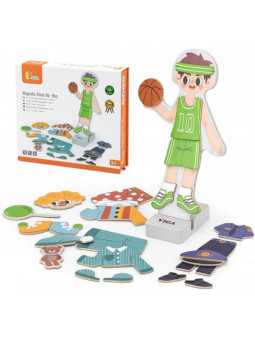 Viga Drewniana Układanka Magnetyczna Ubieranka Edukacyjna