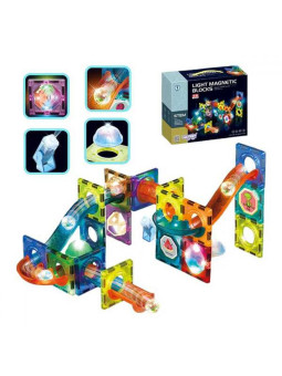 WOOPIE Klocki Magnetyczne Tor Kulkowy Świetlny 49 el.