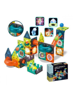 WOOPIE Klocki Magnetyczne Tor Kulkowy Świetlny 75 el.