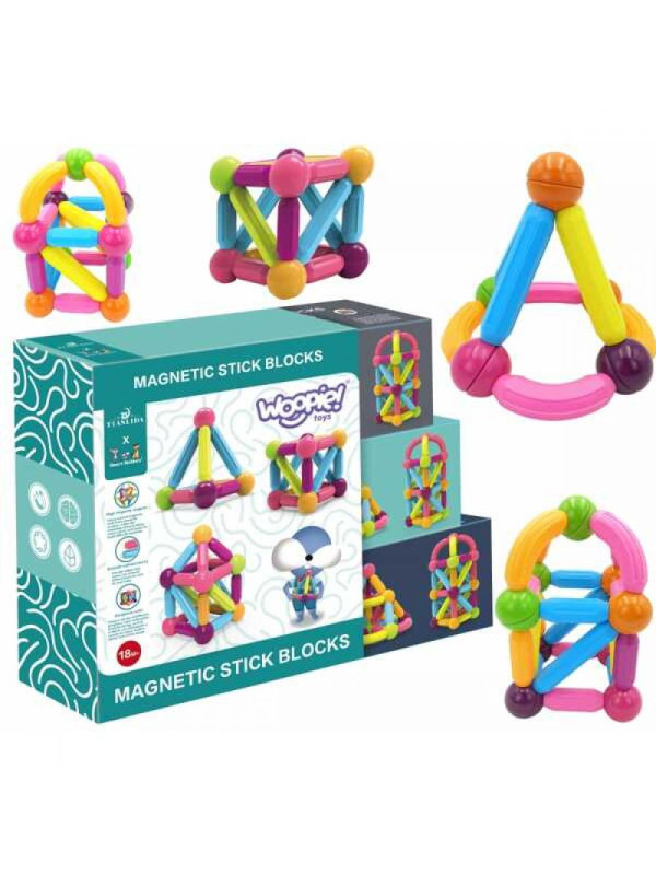 WOOPIE Magnetyczne Klocki Konstrukcyjne Edukacyjne Duże Grube 28 el.