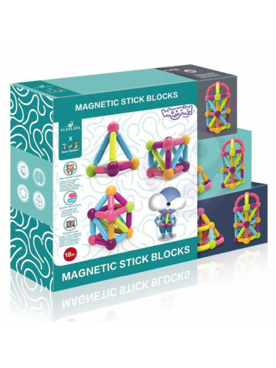WOOPIE Magnetyczne Klocki Konstrukcyjne Edukacyjne Duże Grube 28 el.