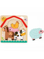 Tooky Toy Drewniane Puzzle Montessori Wielowarstwowe Tablica Zwierzątka na Farmie 7 el.