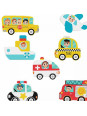Tooky Toy Drewniane Puzzle Montessori Pojazdy Samochody Samolot Statek Miasto Dopasuj Kształty Tooky Toy Drewniane Puzzle Montessori Pojazdy Samochody Samolot Statek Miasto Dopasuj Kształty
