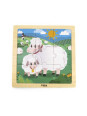 VIGA Poręczne Drewniane Puzzle Owieczki 9 elementów