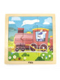 VIGA Poręczne Drewniane Puzzle Pociąg Ciuchcia 9 elementów