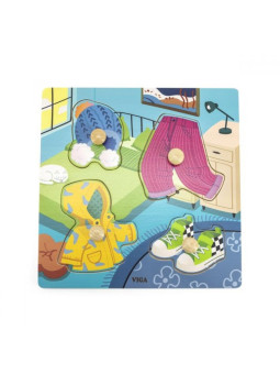 VIGA Drewniane Puzzle z Pinezkami Ubrania