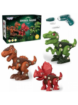 WOOPIE Zestaw Dinozaury do Skręcania 3 szt. Zestaw Konstrukcyjny Wiertarka Śrubokręt 89 el.