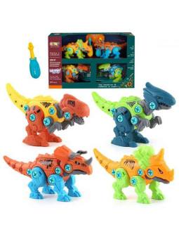 WOOPIE Zestaw Dinozaury do Skręcania 4 szt. Zestaw Konstrukcyjny w Pudełku + 2 Śrubokręty