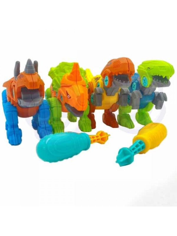 WOOPIE Zestaw Dinozaury do Skręcania 4 szt. Zestaw Konstrukcyjny w Pudełku + 2 Śrubokręty