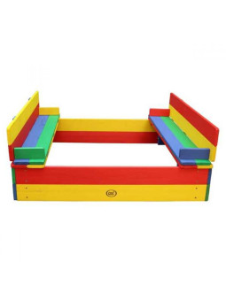 AXI Drewniana Piaskownica Ella Tęczowa Zakrywana z Ławeczkami