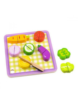 TOOKY TOY Drewniane Warzywa Deska Do Krojenia 20 el.