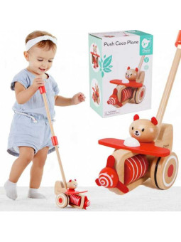 Drewniany Pchacz Samolot Miś Coco Classic World