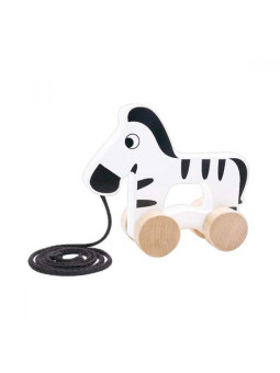 TOOKY TOY Drewniana Zebra do Ciągnięcia Pchania na Sznurku
