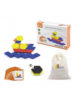 Drewniana Mozaika Geometryczna Viga Toys Układanka Logiczna Klocki 102 el