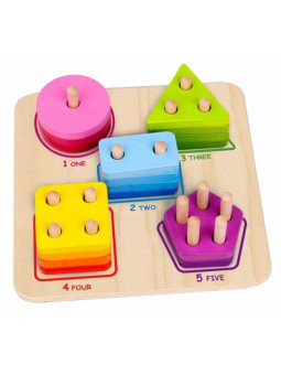 TOOKY TOY Drewniany Sorter Geometryczny Nauka Kształtów Liczenia