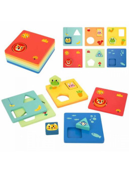 TOOKY TOY Układanka Montessori Kształty i Kolory Zwierzątka 6 Planszy FSC