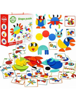 WOOPIE GREEN Drewniana Układanka Montessori 40 Wzorów do Odtworzenia 55 el. Certyfikat FSC