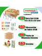 MASTERKIDZ Drewniany Stół Edukacyjny + AKCESORIA STEM WALL + 563 Klocków