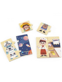 VIGA Drewniane Puzzle Układanka Dopasowanie Zawodów