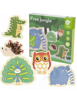 CLASSIC WORLD Drewniana Sznurowanka Przeplatanka Nawlekanka Przewlekanka Zwierzątka 10 el.