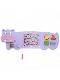 Sensoryczna tablica manipulacyjna Hipopotam drewniana Viga Toys Montessori