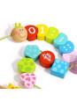 TOOKY TOY Drewniane Klocki do Nawlekania Gąsienica Nauka Liczenia 20 el.