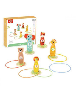 TOOKY TOY Drewniana Gra Zręcznościowa Rzut do Celu Zwierzątka 15 el.