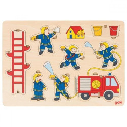 Układanka dla dzieci - strażacy goki - drewniane puzzle dla 2 latka