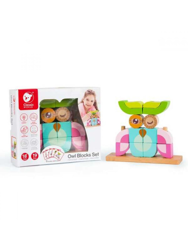 Kreatywne Drewniane Klocki Przestrzenne 3d Classic World Sowa