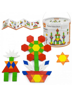 VIGA Drewniane Klocki Płaskie w wiaderku 250 elementów Montessori